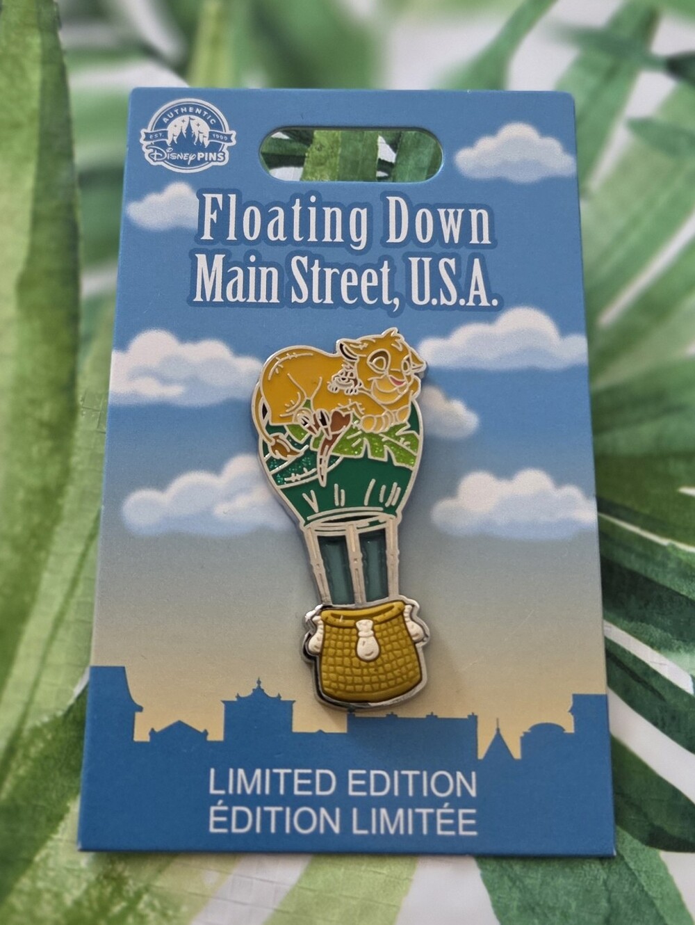 Disney Parks Simba & Timon Hot Air Balloon Pin Floating Down Mainstreet USA NWT